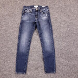 Frame Le Garcon Skinny Jeans Womens 26x27 Low Rise Stretch Distressed Whisker